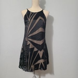 Myne Ashley Ann Black Mini Short Halter Shift Trapeze Geometric Dress Size 2‎